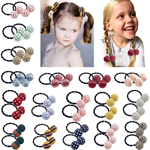 34PCS Baby Girls Pigtail Bows Colorful Ball Hair Ties Elastic Hair Bands Ponytail Holders Hair Accessories for Toddler Girls Kids Children
