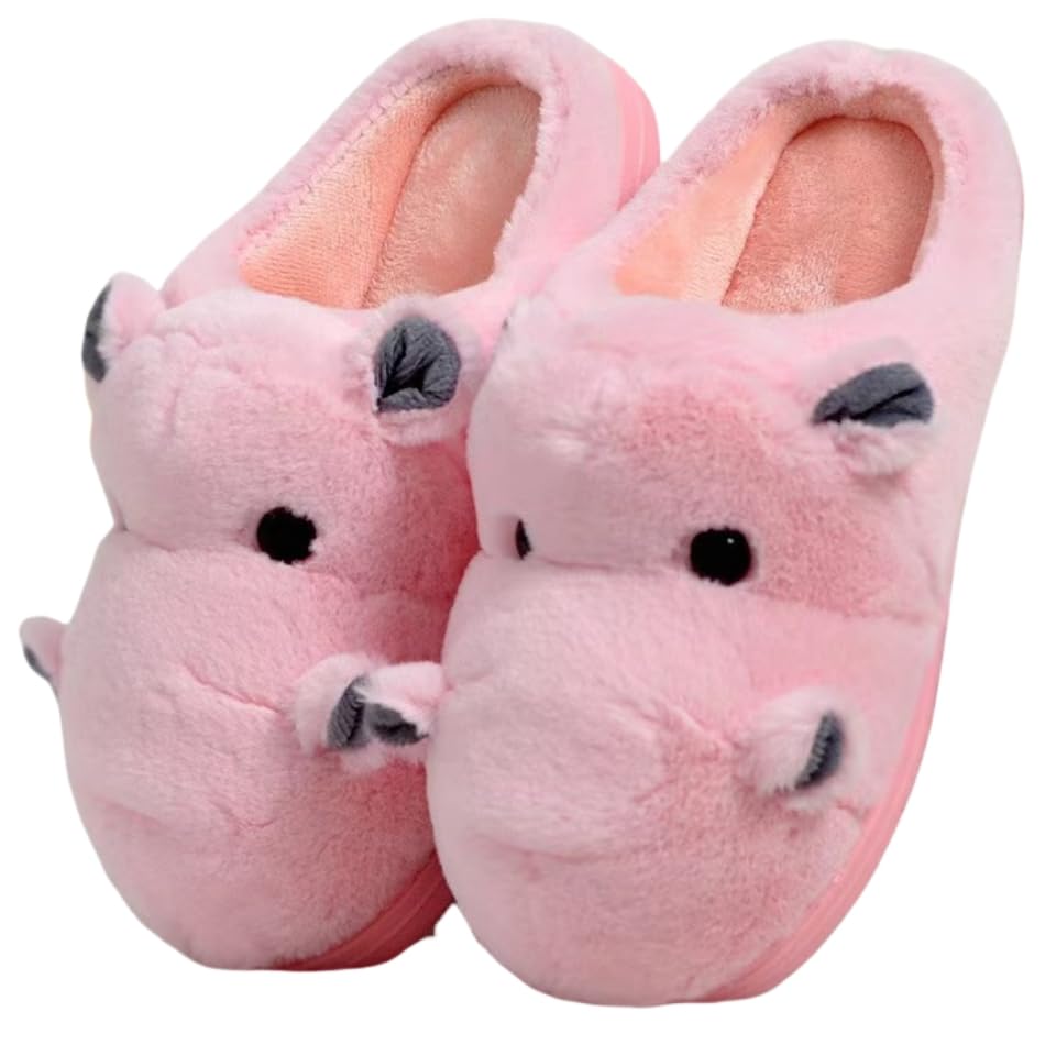 Funny Hippo Plush Slippers for Women Men Soft Comfortable Winter cotton shoes