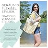 styleBREAKER Damen XXL Strandtasche mit Reißverschluss und Metallic Glitzer Streifen | große Badetasche für Familie oder Shopping | 58 x 38 x 20 cm, Farbe:Beige-Gold #5