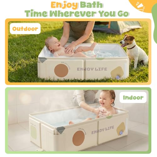 Baignoire pliable bébé Orzbow blanche avec indicateur de température intégrée - 6