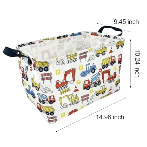 Image of Rectangle Storage Basket Cute Canvas Organizer Bin for Pet /Children Toys, Books, Clothes Perfect for Rooms /Playroom (Vehicle)
