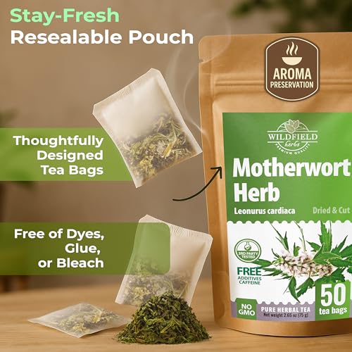 Image of 50 Bags Motherwort Tea Dried Motherwort Herb (Leonuri Herba) - 50 Tea Bags 1.5g Leonurus