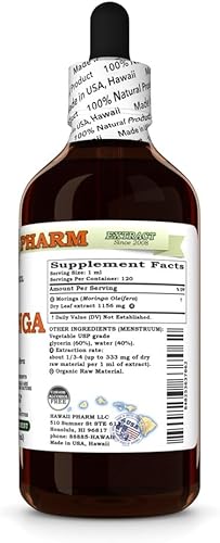 Miniatura 2 de Hawaii Pharm Extracto sin alcohol de Moringa, glicerita para el equilibrio del estado de ánimo y apoyo cardiovascular, nutre la piel y el cabello,