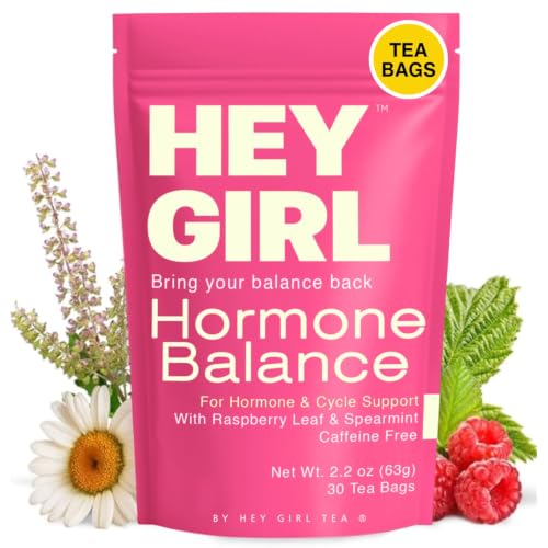 Hey Girl Hormone Balance Tea for Women, Spearmint & Red Raspberry Leaf with Chamomile & Ginger