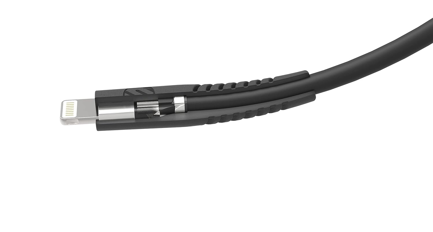 Scosche HDi3B10SG-SP Strikeline Heavy-Duty Premium USB to MFi Certified Lightning Charge & Sync Braided Cable 10-ft. Black/Space Gray