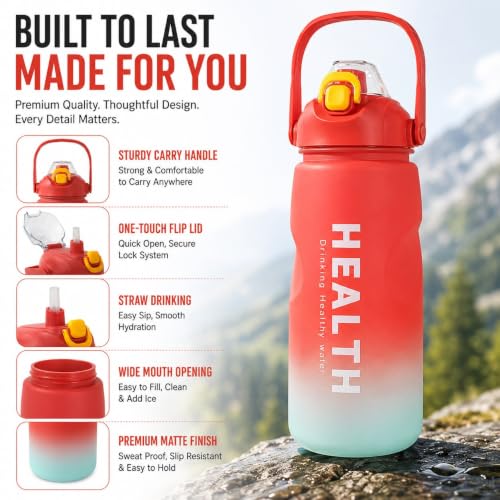 Image of Ryaco Delzon 3300ml Water Bottle with Time Marker, 3.3L Large Sipper Bottle for Gym & Workout, Motivational Hydration Bottle for Adults, Men & Women, Sports, Fitness, Travel & Outdoor