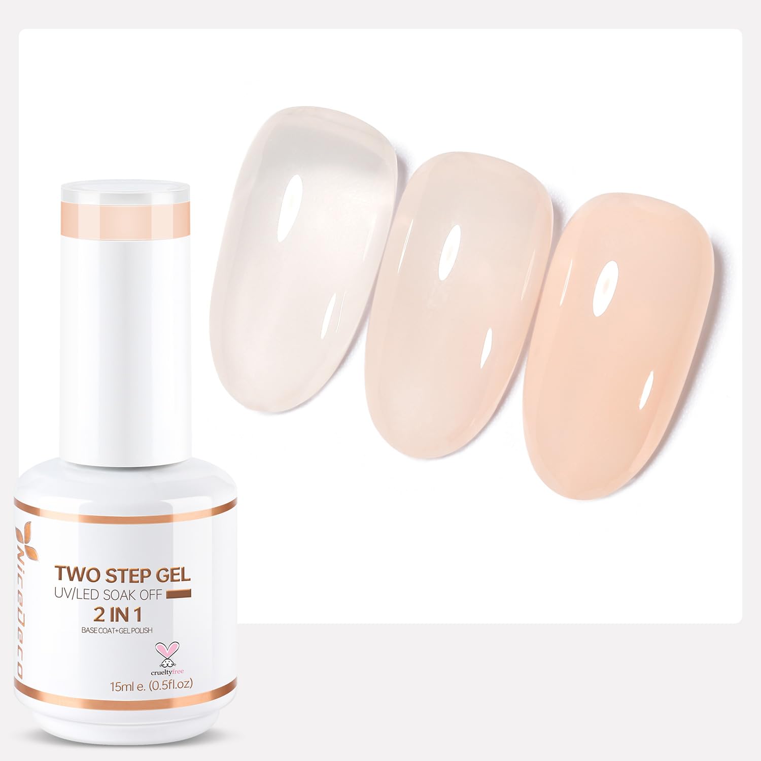 Nicedeco UV Nail Polish 2 in 1 Base Coat with Colour 2-in-1 Jelly Base Coat Jelly Nail Polish UV Jelly Gel Nails 2 in 1 Gel for Nails - 006