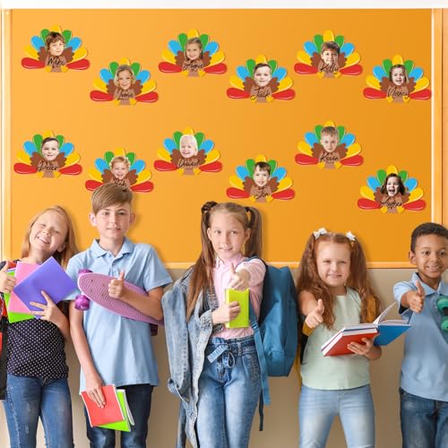 Image of 50Pcs Thanksgiving Turkey Cutouts Thanksgiving Turkey Bulletin Board Photo Cutout Fall Bulletin Board Decor Autumn Harvest DIY Craft Art School Home Party Favor