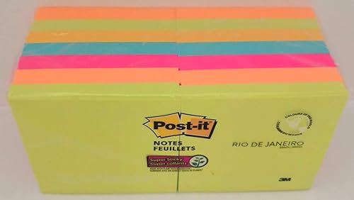 Post-it Notas súper adhesivas, 3 pulgadas x pulgadas, colección Río de Janeiro, 14 blocs, 90 hojasbloc