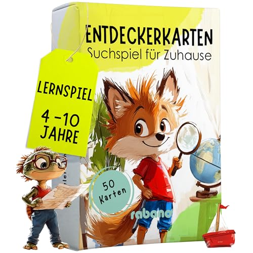 50 Entdeckerkarten für Kinder – Indoor Schatzsuche und Zuhause entdecken I Spannendes Suchspiel I Lernspiel & Geschenk für Mädchen und Junge I Spiele ab 4, 5, 6, 7, 8 Jahre