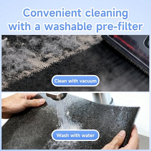 Image of 4 Packs KJ190L Pet Care Replacement Filter Compatible with MOOKA KJ190L and KJ190H Air Purifi-er, Washable 3-Stage Filtration for Smoke, Pollen, Activated Carbon for Odor & Dander Control, Yellow
