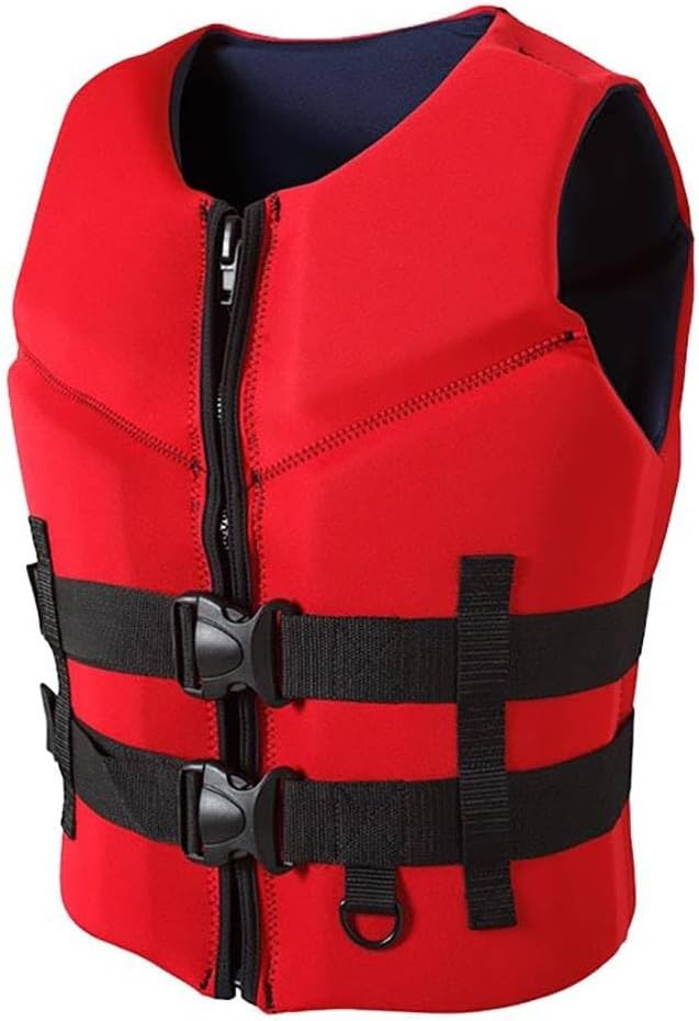 Swimming Vest, Adult Floating Aid, Swimming Snorkeling Vest with Adjustable to Water Sports Red,XL