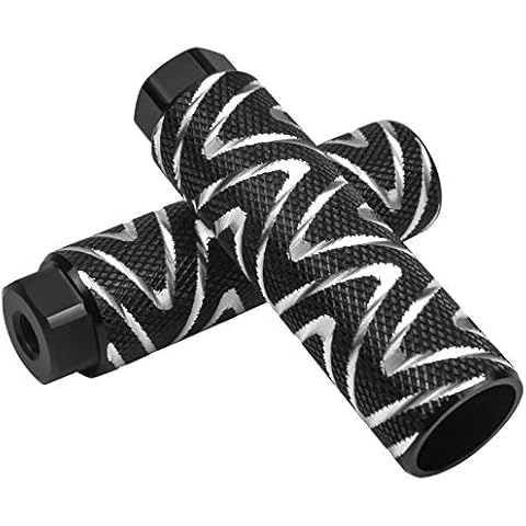 Chstarina 2Pcs BMX Fahrrad Pegs für Mountainbikes, Aluminiumlegierung Fußrasten rutschfeste BMX Stunt Pegs BMX Fußpedal für 3/8 Zoll Achsen, Fahrradzubehör (Schwarz-1) Cover