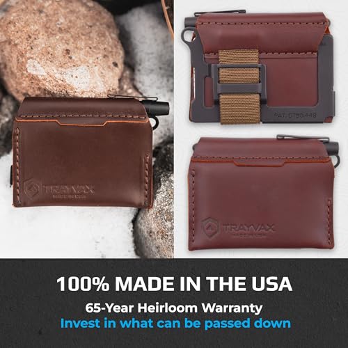Trayvax Summit Notebook Wallet, RFID Protective Small Leather Credit Card Holder with Cash Pocket, Includes Pocket Notebook and Space Pen, Brown3