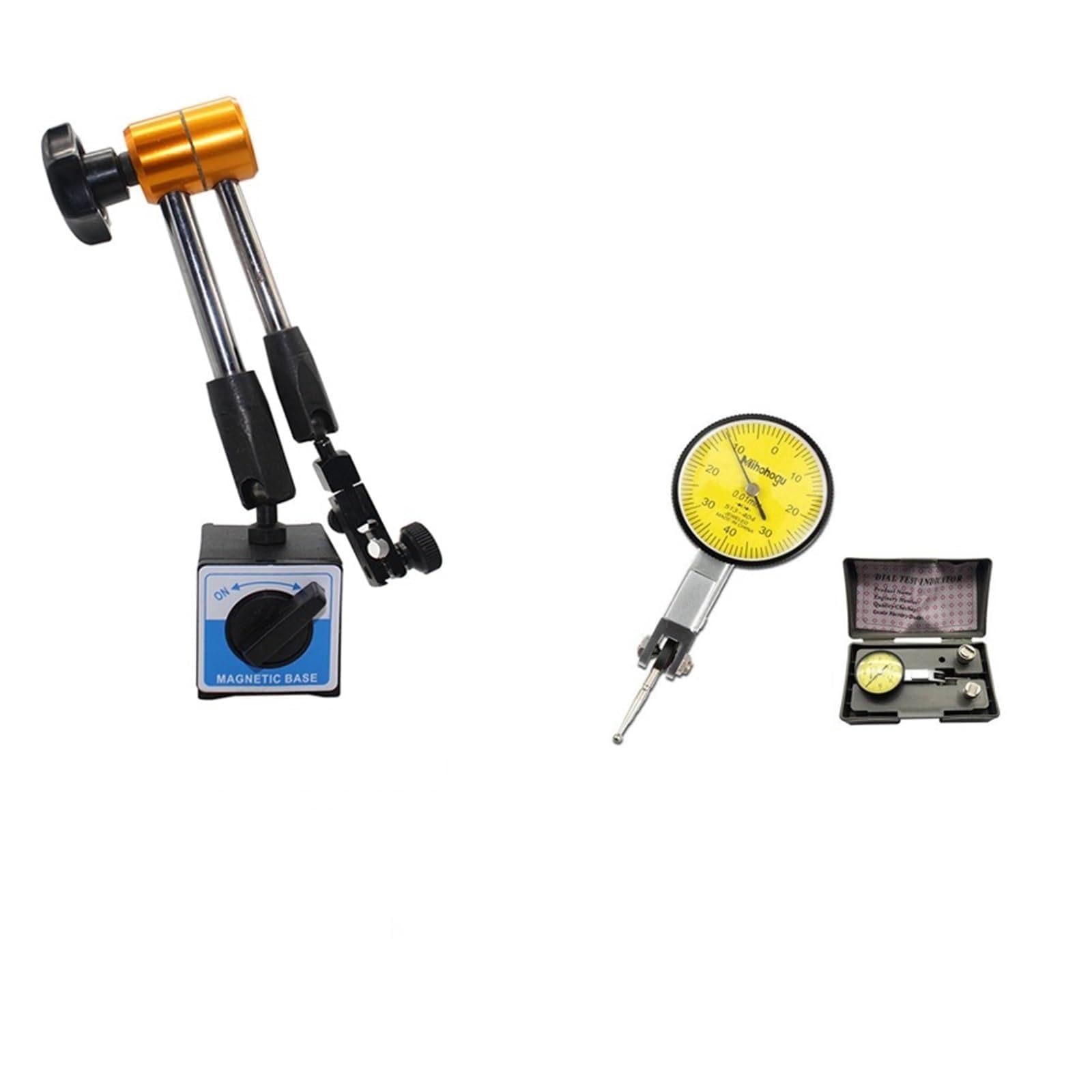 Micrómetro, Indicador de prueba calibre Dial preciso con montaje en rieles cola milano 0-40-0 0,01mm herramientas medición soporte Base magnética Universal(390mm-60-50-55 set)