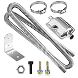 Contenido del Paquete - 1 Tubo de escape de acero inoxidable de 200 cm, 1 silenciador, 2 abrazaderas, 1 soporte, 2 tornillos, 1 perno.