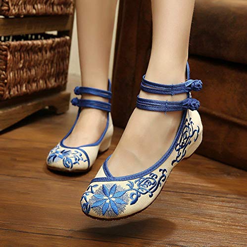 TangDao Women's Casual Flat Chinese Embroidered Floral Cheongsam Walking Mary Jane Ballet Shoes for Women2