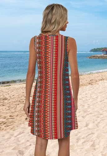 Image of Aokosor Womens Summer Dresses 2026 Loose V Neck Sleeveless Dress Sundresses Swimsuit Coverup Vacation Outfits