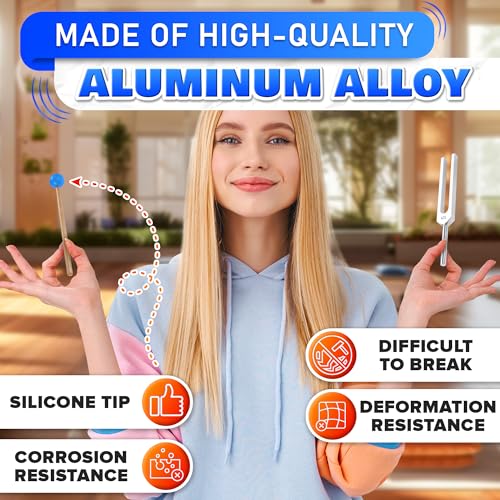 432 Hz Tuning Fork Set – 7.2\'\' Aluminum Alloy, Reflex Hammer, Cleaning Cloth & Bag, Precision-Tuned & Durable, Ideal for Meditation, Deep Relaxation, Vibrational Work & Chakra Tuning Forks