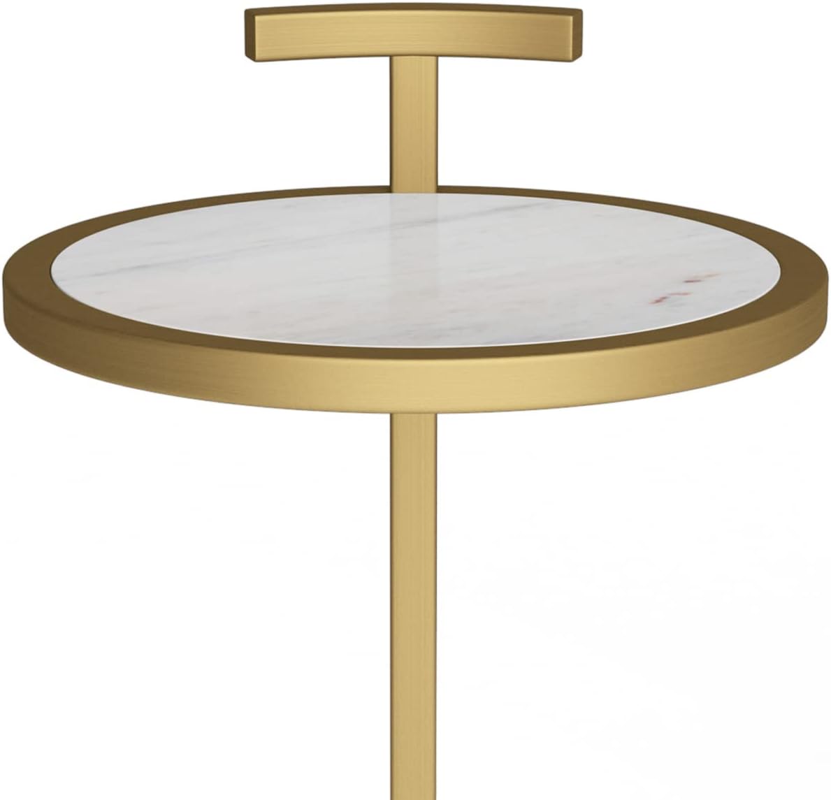 SIMPLIHOME Brook C Side Table - 10 inch Wide Metal Frame Plant Stand with White Marble Top in Gold Finish, Contemporary Slide-Under Accent Table for Living Room, Entryway, or Bedroom