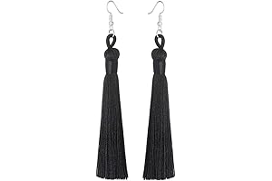 Vintage Black KL Tassel Drop Earrings