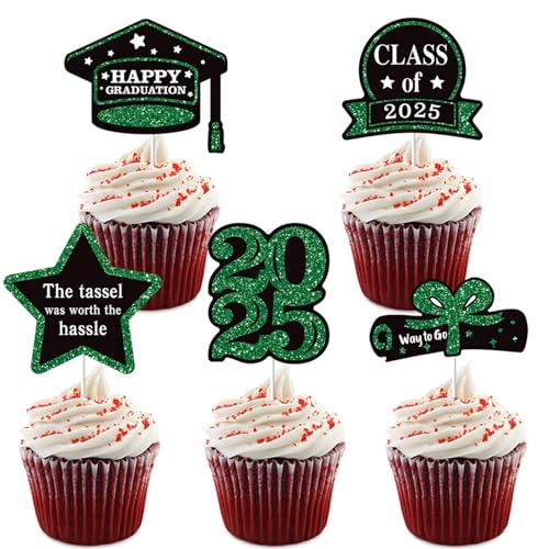 FANSHINUO Juego de 5 adornos para tartas de graduación, decoraciones de vacaciones, suministros de fiesta, decoraciones de tartas de graduación para festivales, banderas