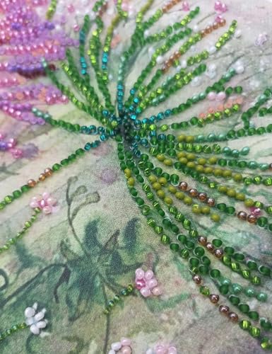 Image of Wizardi Bead Embroidery Kit - Cornflowers in the Field. Colorful Beads, Beading Needles. DIY Kit. Embroidery for Beginners. Home Decor. AB-882 Abris Art