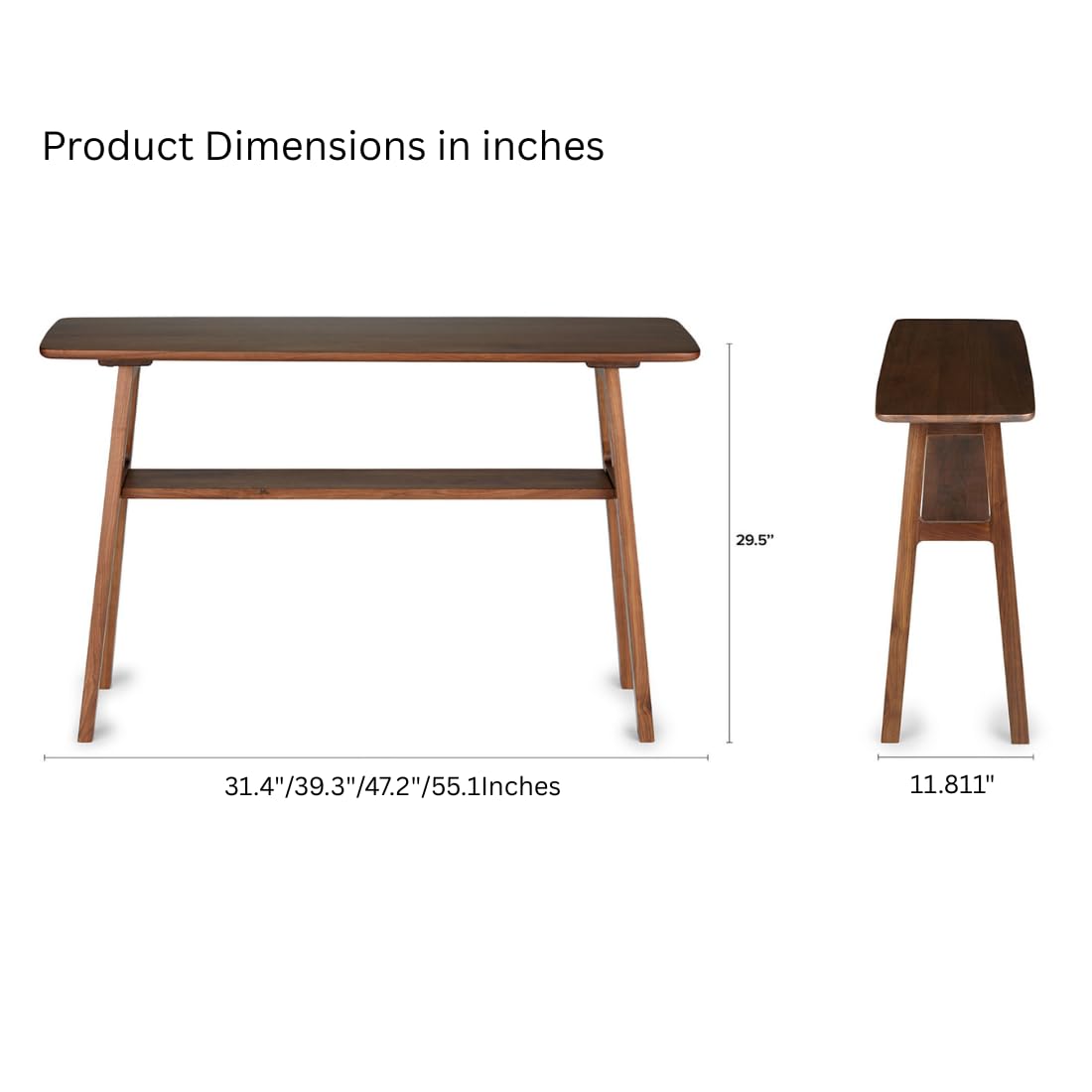 Wooden Expert Solid Wood Console Table for Living Room & Entryway | | Modern Minimal Design with Storage Shelf | Multipurpose Sofa, Hallway & Foyer Table | Natural Wood Finish (120x74x30 Centimeters) 1