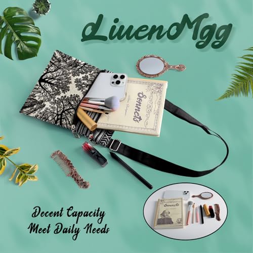 Sketch Tree Messenger Bag Small Ethnic Pattern Printed Adjustable Strap Crossbody Zipper Pouch Sketch Tree Phone Organizer Wallet Cute Shoulder Handbag for Women 7