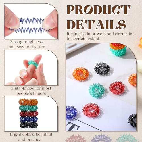 Image of Blulu 30 Pieces Acupressure Rings Spiky Sensory Rings for Fingers Stress Relief Fidget Sensory Massager for Teens Adults (Fresh Colors)
