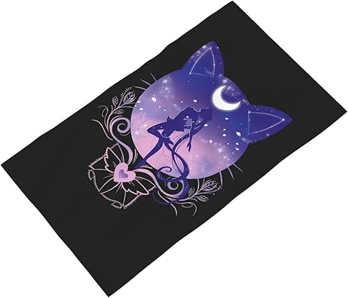 LBHH Toalla de mano Fashion Moon in Cat de secado rápido, toallas de algodón altamente absorbentes, para baño, fitness, baño, ducha, deportes,