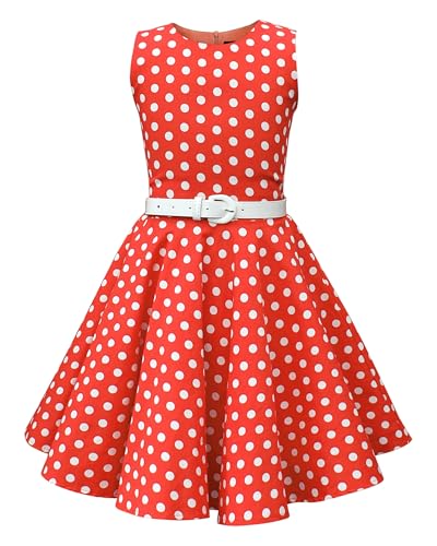 BlackButterfly Kinder'Audrey' Vintage Polka-Dots Kleid im 50er-Jahre-Stil (Rot - Polka-Dots, 13-14 Jahre)