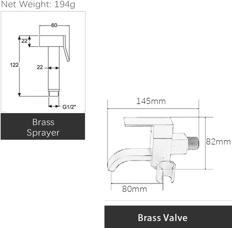2 Functions Handheld Bidet Sprayer with Single Cold Brass Portable Cloth Diaper Washer Shower Sprayer Set Wall Mounted Bathroom Shower Bidet Tap for Toilet Cleaning, Tita-Style B