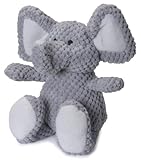 goDog Checkers Elephant with Chew Guard Technology Tough Plush Dog Toy, Grey, Small, Gray (076983)