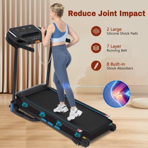 Image of Treadmill Walking Pad Electric Foldable | 3.5HP Hydraulic Auto Incline 350Lbs Capacity | 10MPH Heart Rate Bluetooth Type C | Compact Small Spaces Home Gym
