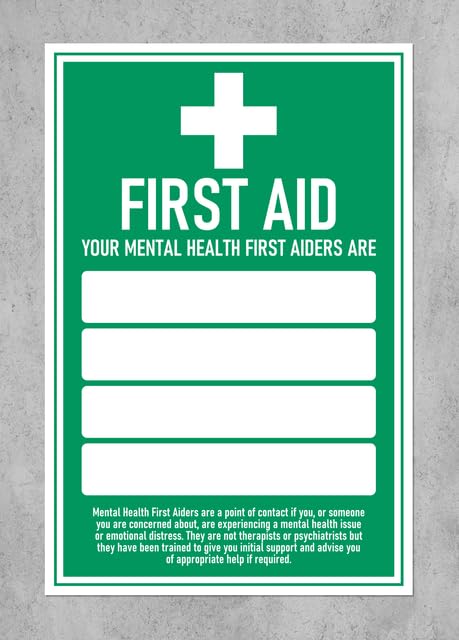 First aid, mental aid sign with space for writing - Self adhesive sticker (300mm x 200mm)