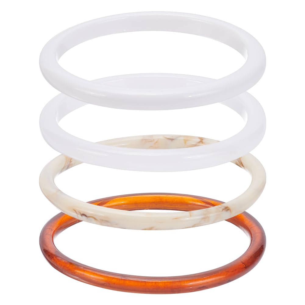 UNICRAFTALE 4 armbanden van acrylhars voor dames, 4 stijlen, onregelmatig, rond, dun, stapelbaar, manchet van acryl, kleurrijke harsarmband, onregelmatige geometrische armbanden voor heren