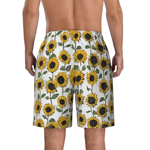 Romantic Sunflowers Print Men's Beach Pants Lightweight Quick-Dry Swim Pants with Mesh Lining for Men4