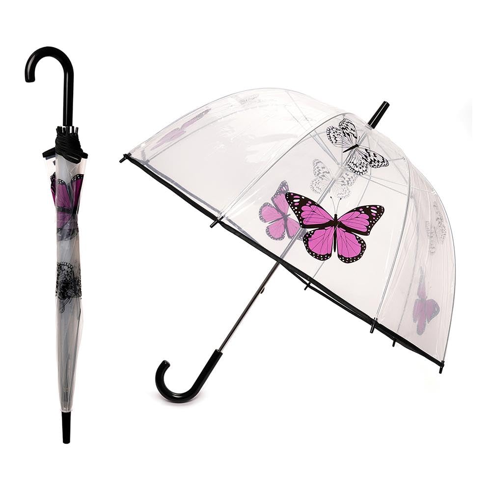 A2Z Ladies Clear Bubble Umbrella Transparent Dome Canopy Ultra Waterproof Wind Resist Soft Handle Hearts Butterfly Animal Sauage Dog Leopard Classic Umbrellas Heavy Rainfall Streets Walking Brolly