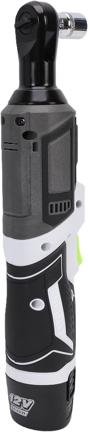 12V Electric Ratchet Cordless Wrench 57Nm Torque 220RPM Variable Speed Power 3/8 Ratchet Head LED Light with 2 Batteries for Automotive Construction Home Repair (US Plug 110V Brushed Motor)