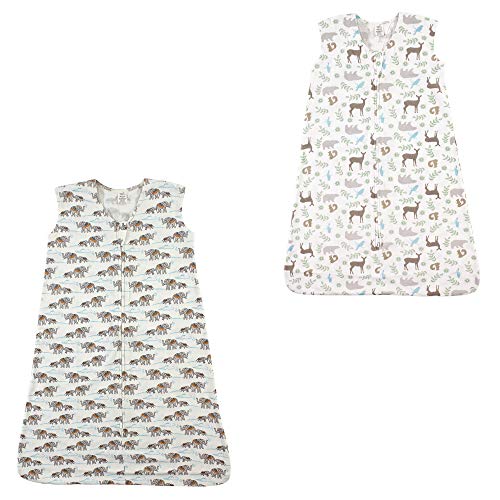 Image of Touched by Nature Baby Organic Cotton Sleeveless Wearable Sleeping Bag, Sack, Blanket, Forest And Elephants 2-Pack, 0-6 Months