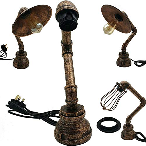 Lampe de table rustique en cuivre brossé au design vintage authentique