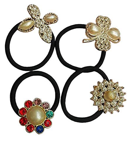 Pawan Plastic Rehinstone Pearls Flowers Elastic Rubber Band Ties Ponytail Holder Scrunchy Fancy Rubber Bands for Girls & Women for Hairs(Set of 4) | (B08L1668LN) Amazon Price History, Amazon Price Tracker