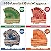 Coin Wrappers Assorted 600 PCS Flat Coin Rolls Wrappers for All Coins Including 200 Quarter Wrappers, 200 Penny Wrappers, 100 Dime Wrappers, 100 Nickel Wrappers