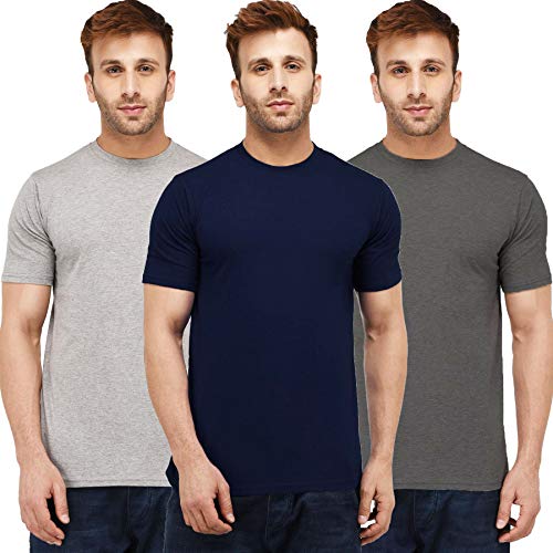 Image of Solid Men Half Sleeve Round Neck T-Shirt (Pack of 3)
