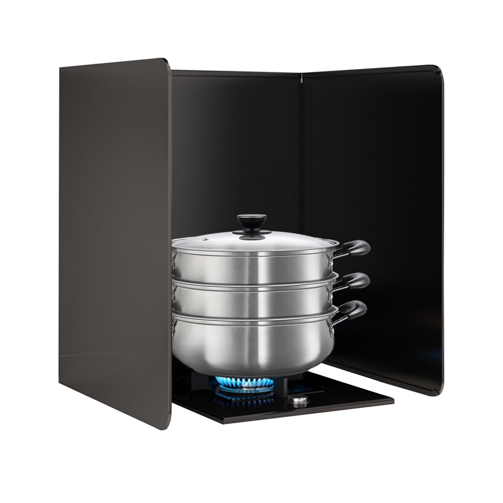 AFQBOEQXY Splatter Guard Splash Back, Steel Stove Oil Splatter Guard Black Multiple Sizes(45x45x45cm)