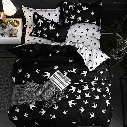 FANSU Parure de Lit Housse de Couette 3 pcs Microfibre Home Chambre à Coucher Ensemble Taies d'oreiller Hypoallergique Élégant Classique (220x240cm,Oiseau)