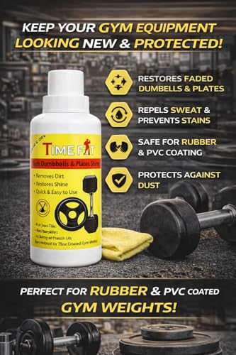 Image of Gym Dumbbells Plates Shiner | Liquid Cleaner for Rubber Metal Weights Plates | Restores Shine Removes Dirt | Safe & Non-Toxic Formula for Home Commercial Gym Equipment Care -500 ML