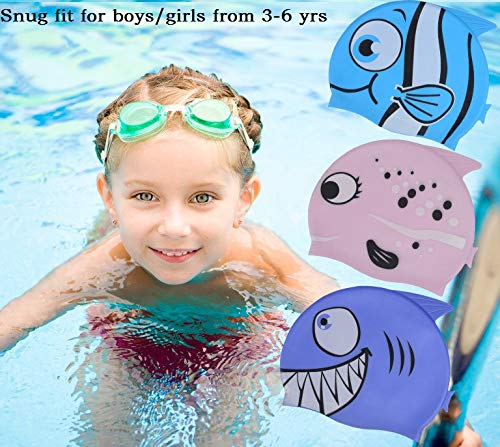 Combo 2 Toucas Silicone Touquinha Infantil Tubarão Peixinho Água Viva Esporte Natação Piscina Nadar