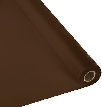 Table-Mate Plastic Party Banquet Table Cover Roll - 300 ft. x 40 in. - Disposable Tablecloth Brown